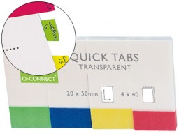 4x40 banderitas señalizadoras Q-Connect 25x45mm. transparentes colores